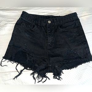 American Eagle Women Denim Shorts Size S Dark Black Slight Stretch